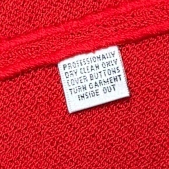 St John Collection Knit Blazer Red Gold Chain Navy Trim 10 Vintage Luxury Jacket - Picture 11 of 11